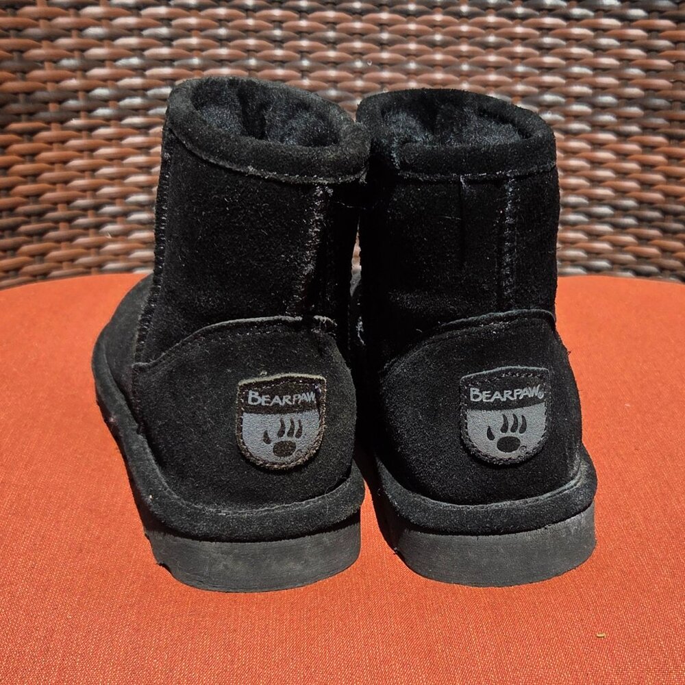 Bearpaw Booties Sz 6 Black Faux Fur Lined Pull On Womens Ankle Alyssa Boots